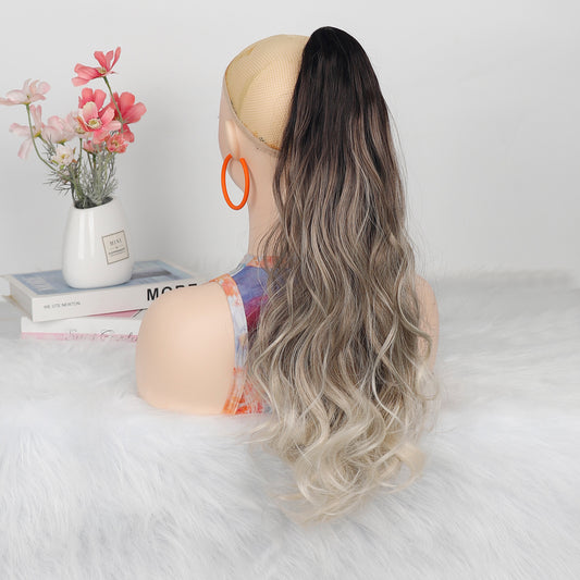Wavy Curls Ponytail Chemical Fiber Three Color Gradient Dye Wig