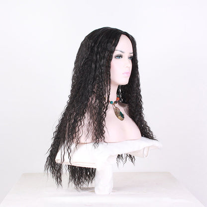 Center parted small curly hair fashion wig