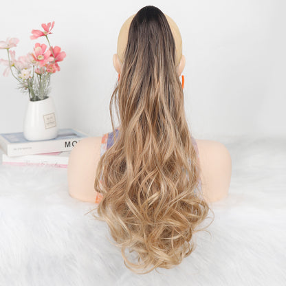 Wavy Curls Ponytail Chemical Fiber Three Color Gradient Dye Wig