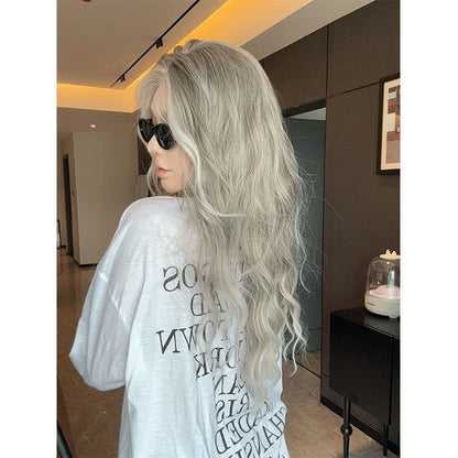 Small lace center part long curly hair highlights ombre wig