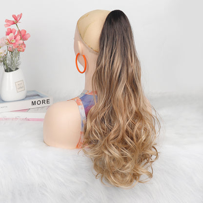 Wavy Curls Ponytail Chemical Fiber Three Color Gradient Dye Wig