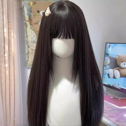 Double ponytail Japanese Lolita long straight natural bangs wig
